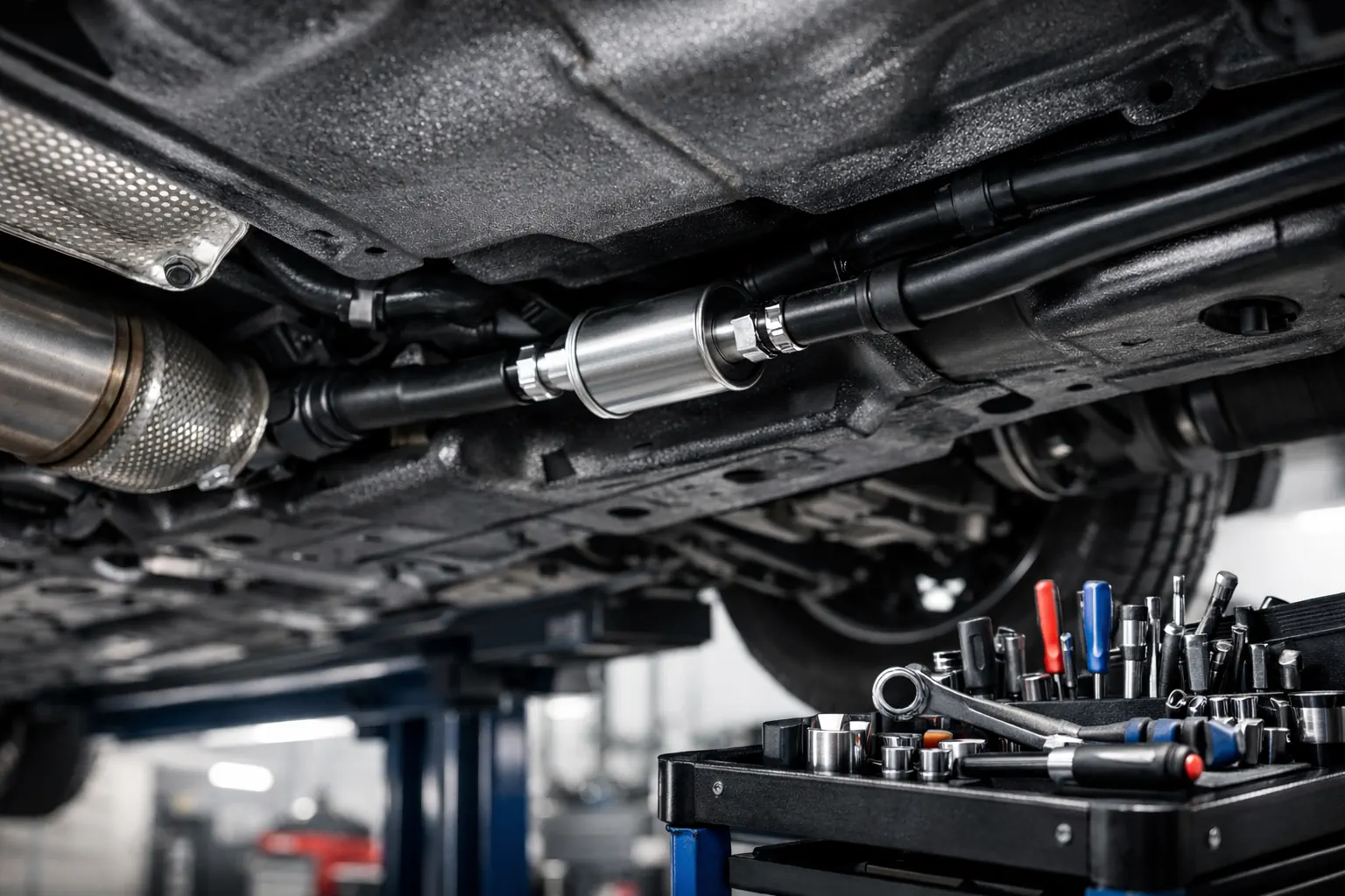 fuel filter location under the car