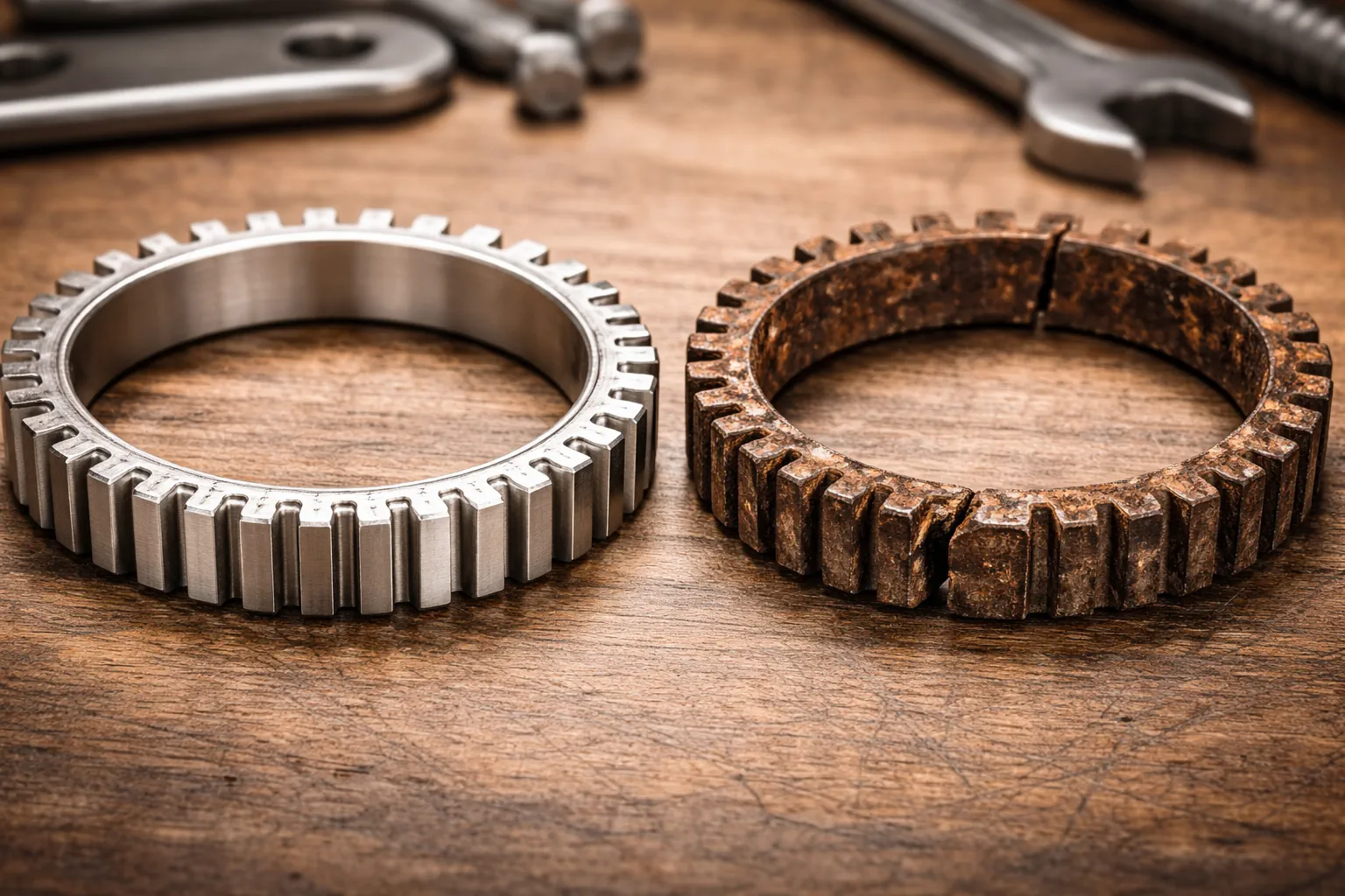 Comparison of broken and new ABS ring