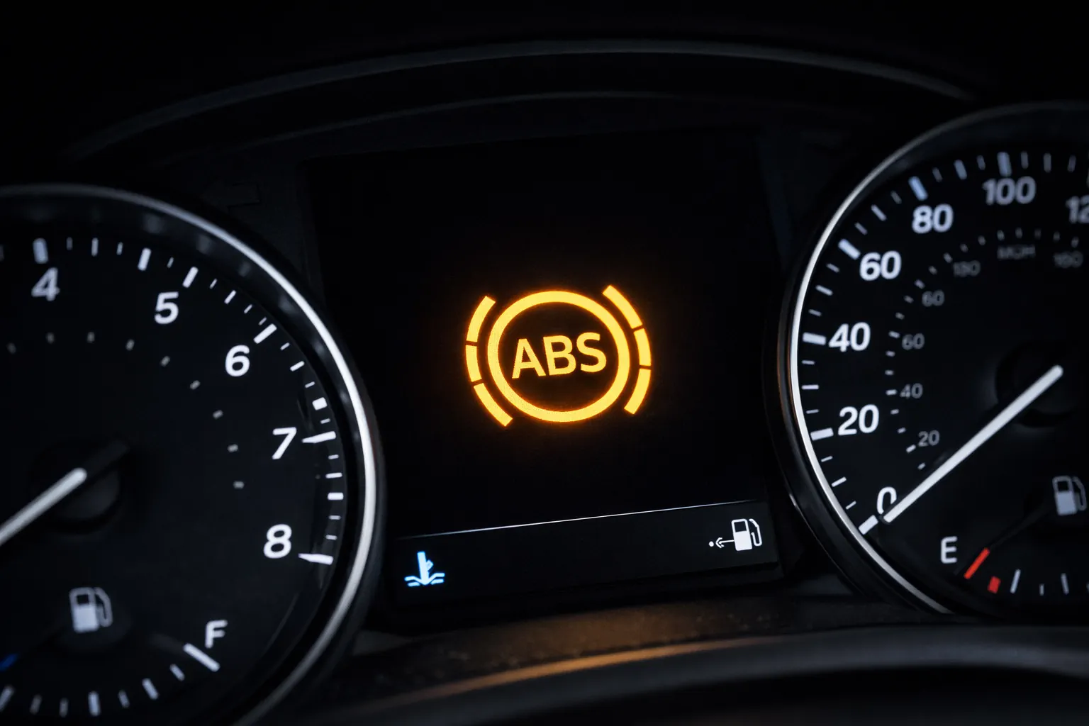 abs warning light on car dashboard