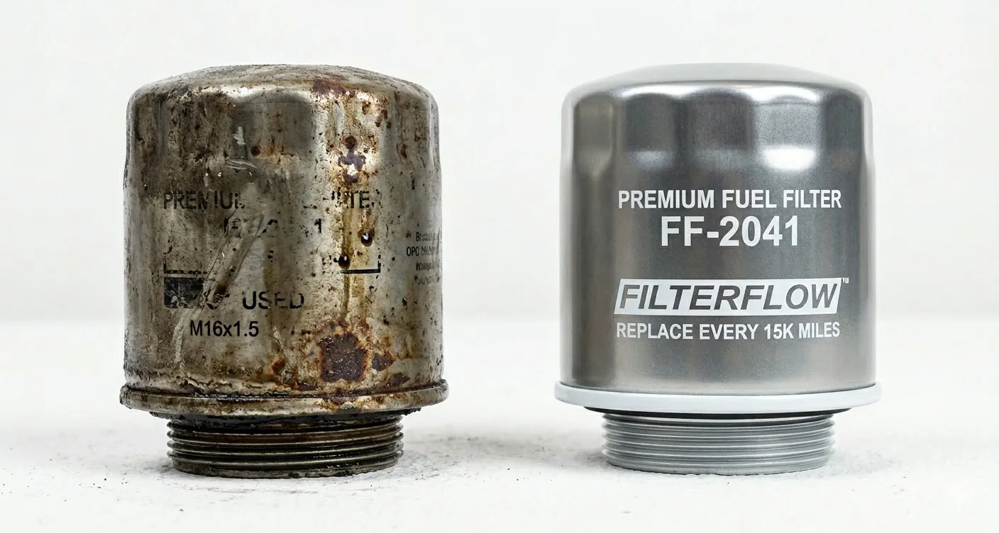 auto vana kütusefilter võrreldes uue filtriga